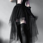 Layered Mesh Tulle Mini Skirt Irregular Gothic Alternative Fashion Bottom