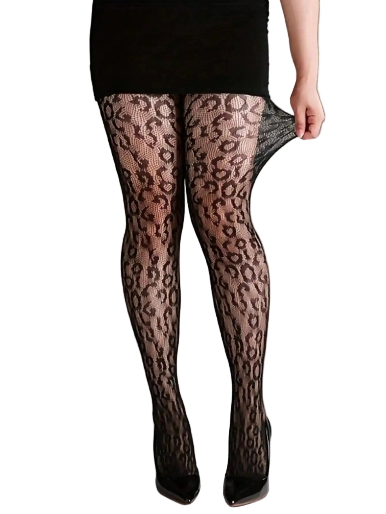 Leopard Pattern Fishnet Stockings Stretch Mesh Alternative Fashion Tights
