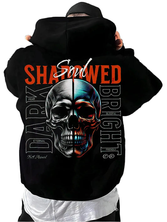 Shadow Skull Graphic Hoodie with Gothic Anime Streetwear Design