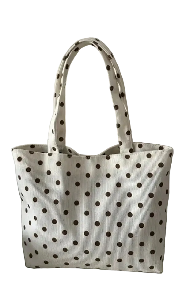 Polka Dot Canvas Tote Shoulder Bag with Everyday Carry Design
