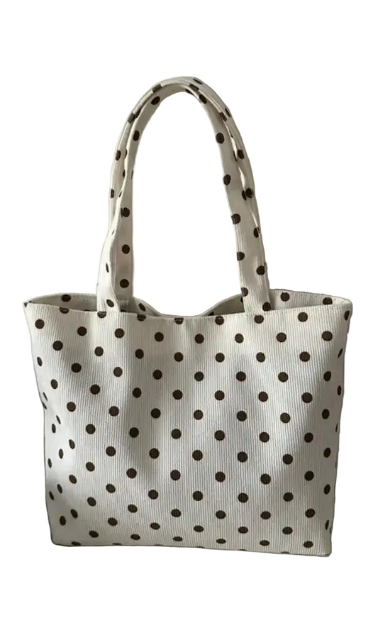 Polka Dot Canvas Tote Shoulder Bag with Everyday Carry Design