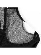 Heather Grey Front-Closure Activewear Bra with Center Zipper and Contrast Edging
