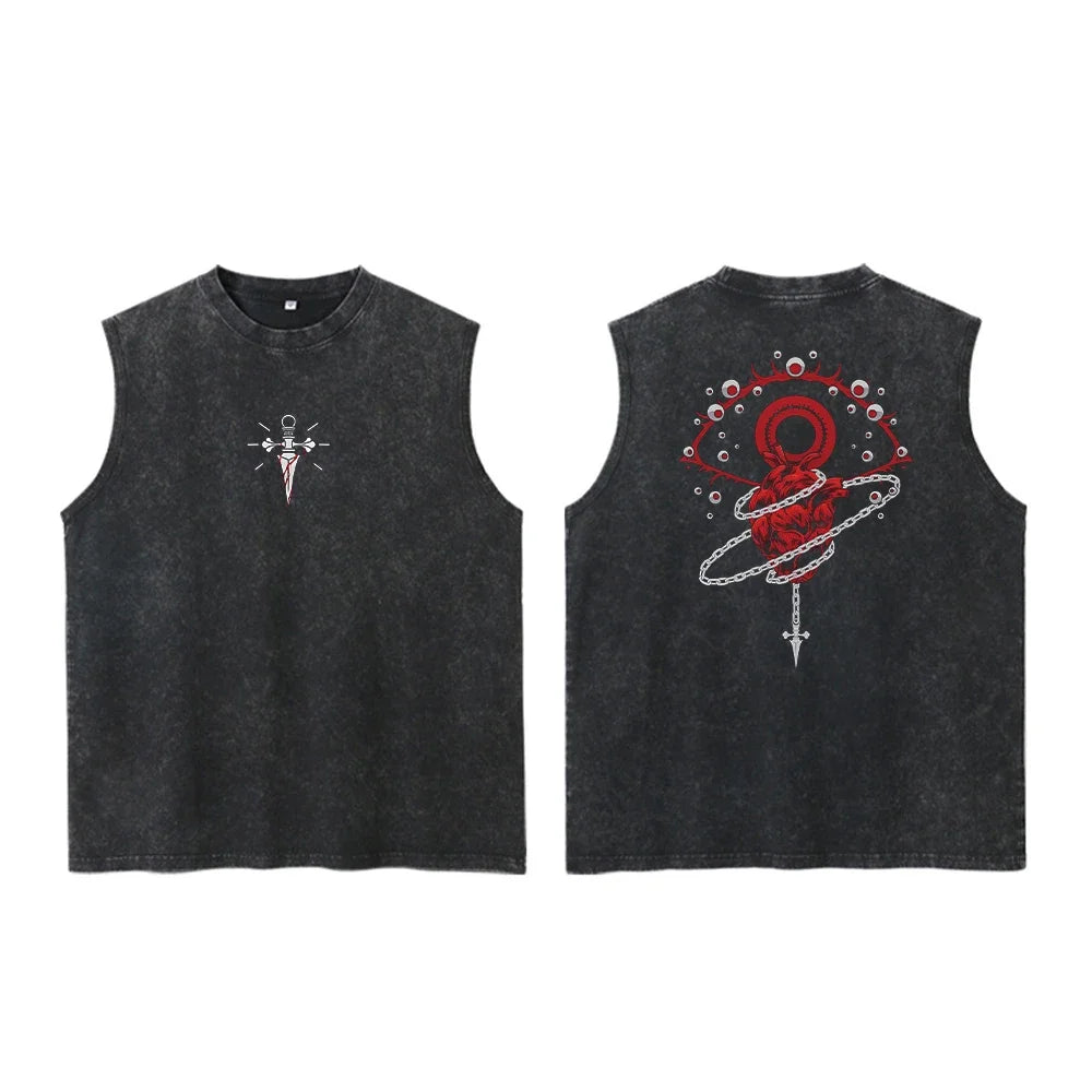 Anime Cosmic Skull Art Sleeveless Streetwear Tank Top