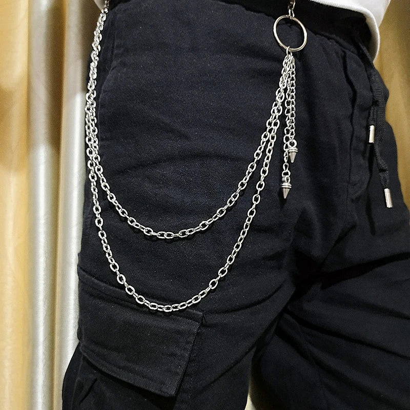 Celestial Layered Wallet Chain with Star Charms for Gothic Punk Styling