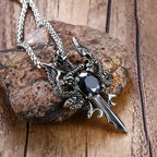 Dragon Sword Cross Pendant Necklace for Gothic Alternative Fashion