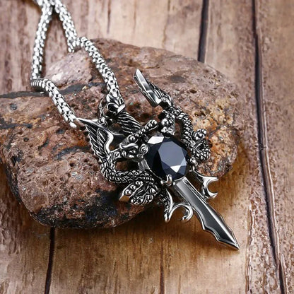 Dragon Sword Cross Pendant Necklace for Gothic Alternative Fashion