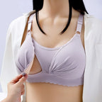 Seamless Wire-Free Nursing Bra with Scalloped Edges and Front-Drop Clips