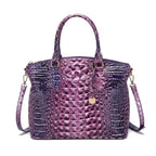 Embossed Dome Satchel Bag with Top Handle and Detachable Shoulder Strap