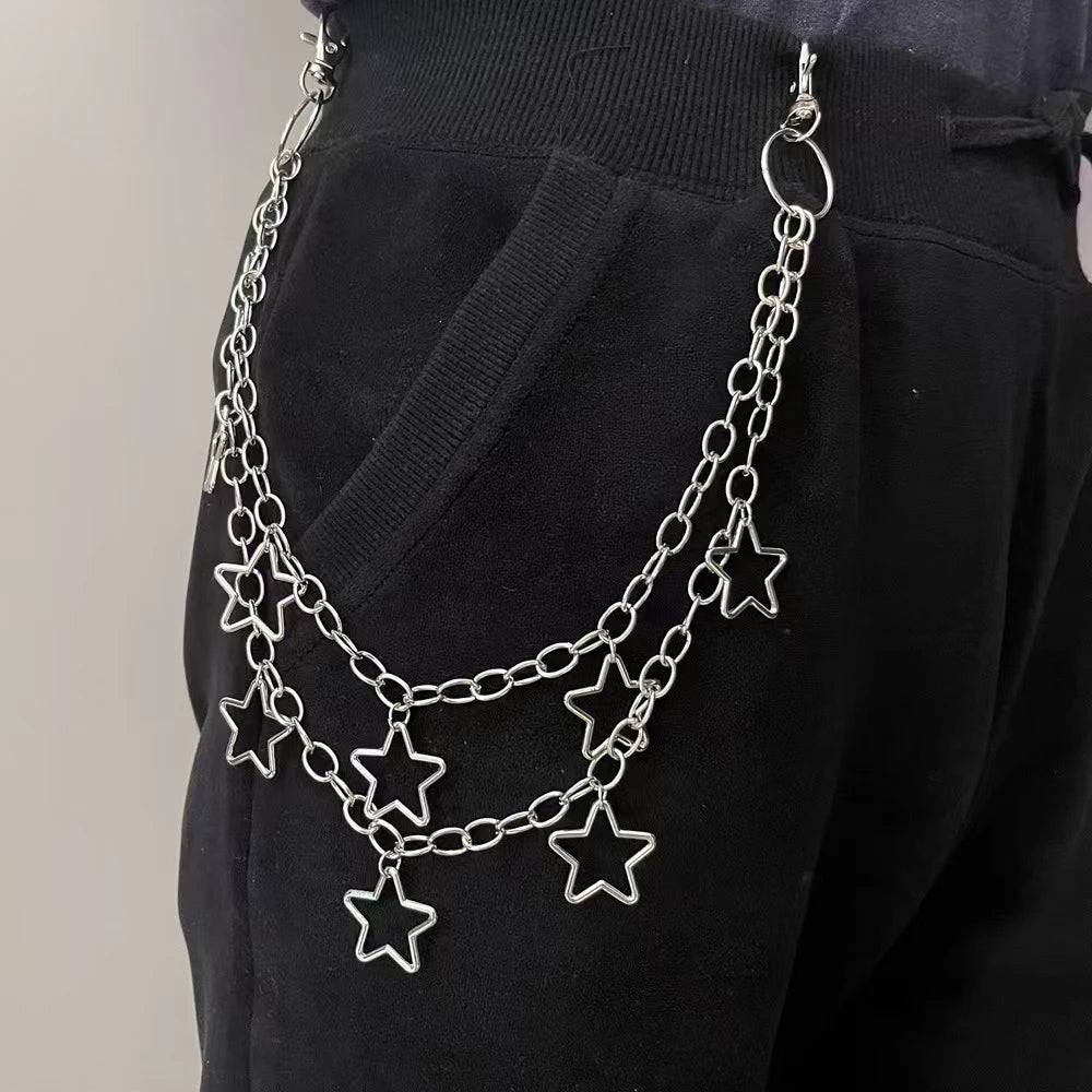 Crescent Moon Layered Waist Chain for Gothic and Alternative Fashion