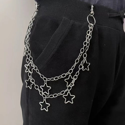 Crescent Moon Layered Waist Chain for Gothic and Alternative Fashion