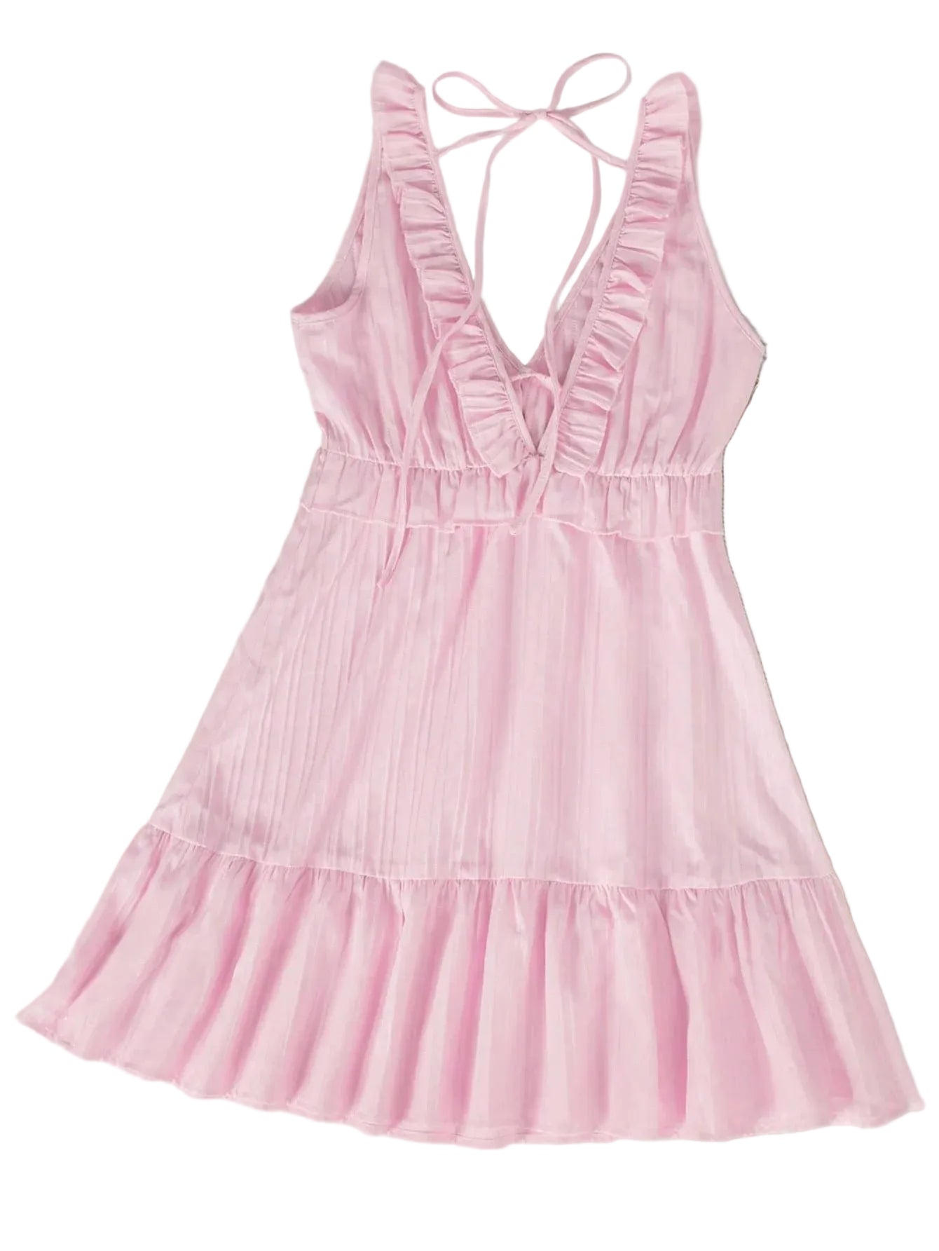 Ruffle Strap A-Line Mini Dress with Elastic Waist Summer Vacation Silhouette