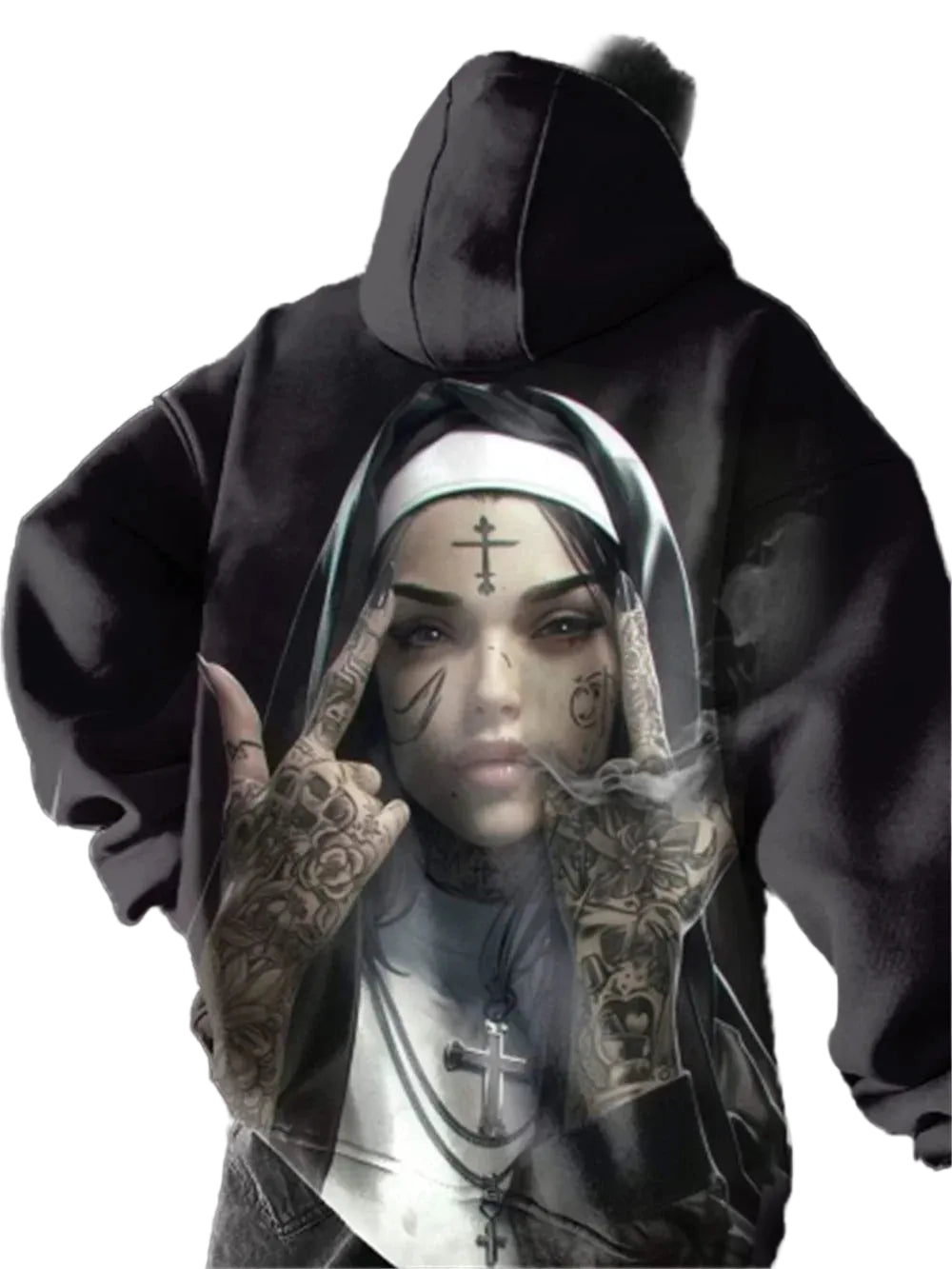 Dark Anime Streetwear Hoodie with Manga-Inspired Gothic Graphic Artwork