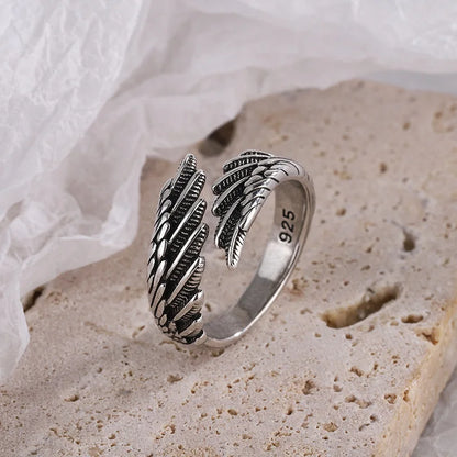 Vintage Angel Wing Wrap Ring with Elegant Dark Feminine Statement Design