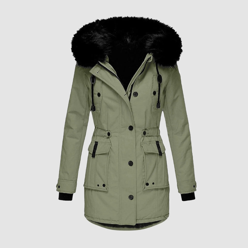 Women's Hooded Thick Padded Utility Jacket with Faux Fur Trim Everyday Winter Streetwear Coat