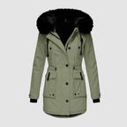 Women's Hooded Thick Padded Utility Jacket with Faux Fur Trim Everyday Winter Streetwear Coat