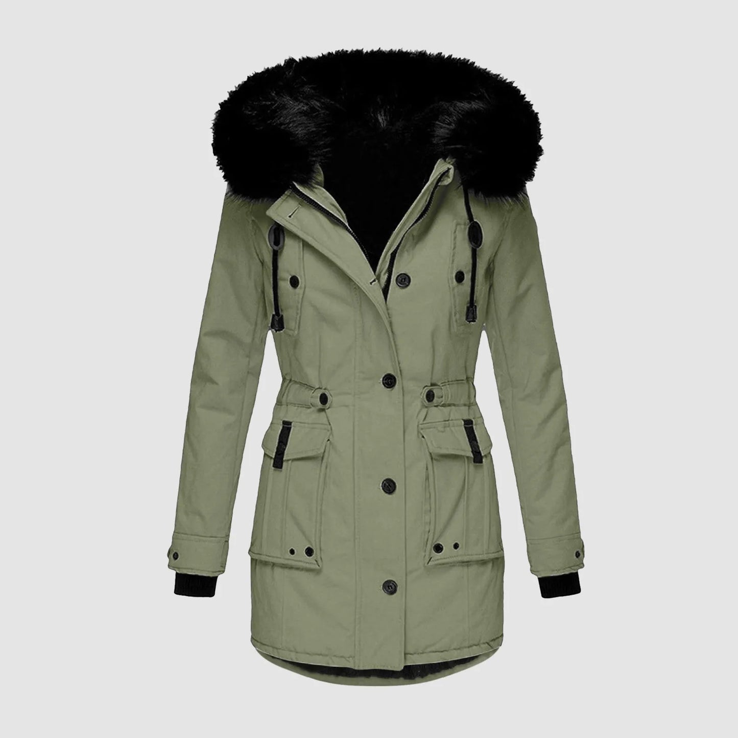 Women's Hooded Thick Padded Utility Jacket with Faux Fur Trim Everyday Winter Streetwear Coat