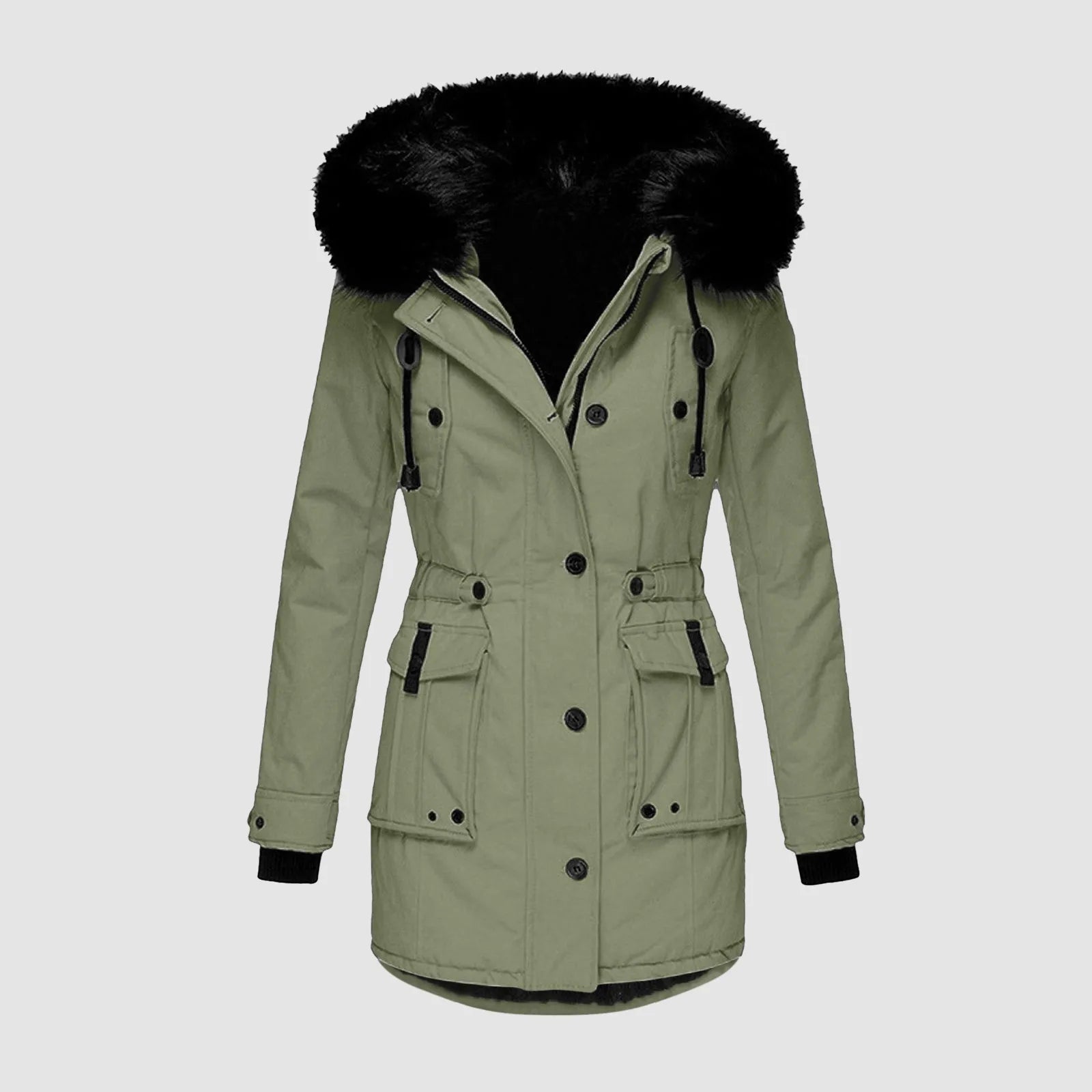 Women's Hooded Thick Padded Utility Jacket with Faux Fur Trim Everyday Winter Streetwear Coat