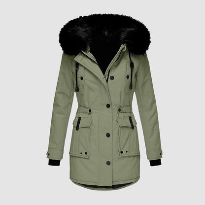 Women's Hooded Thick Padded Utility Jacket with Faux Fur Trim Everyday Winter Streetwear Coat