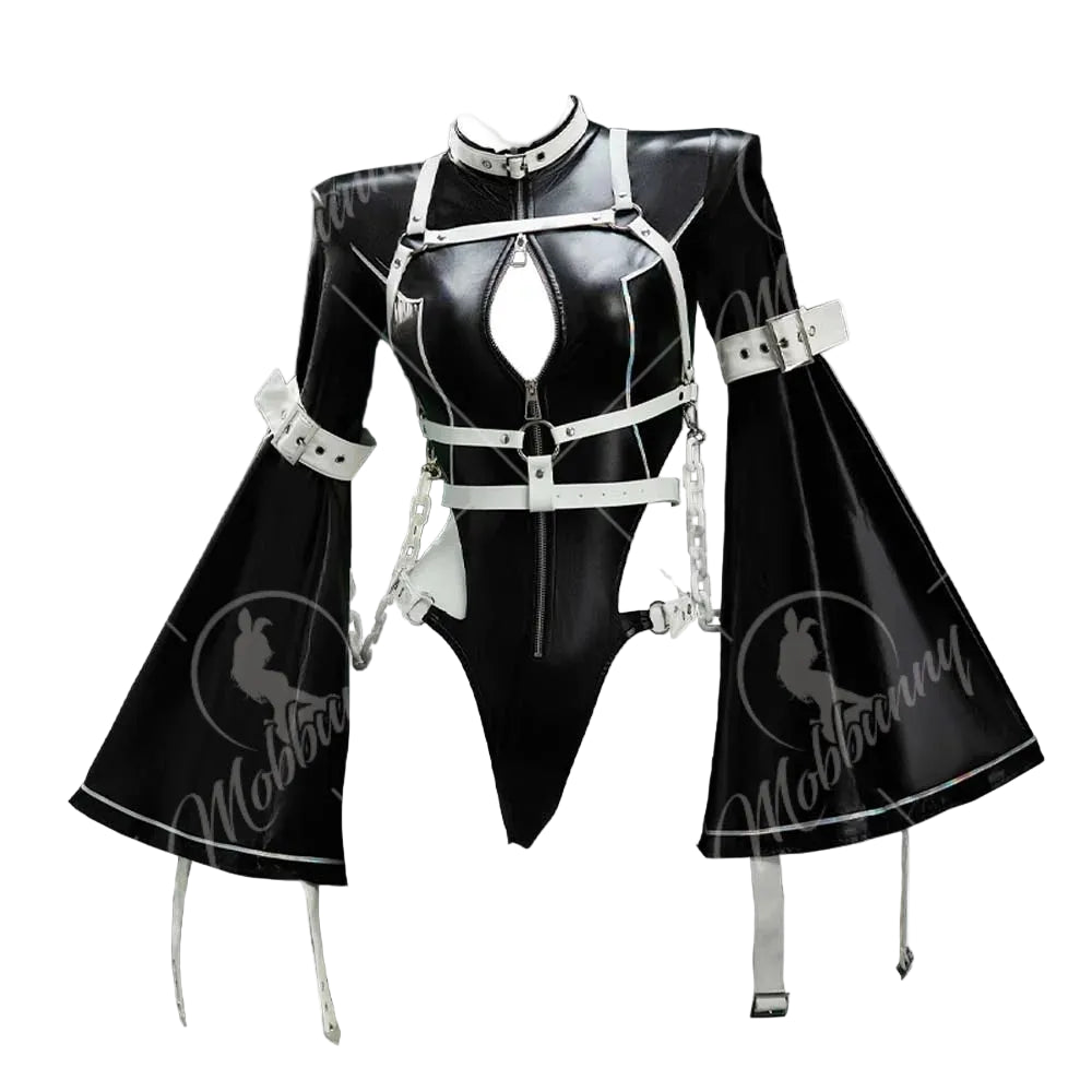 Women's Avant Garde Strappy Cutout Bodysuit With Exaggerated Flared Sleeves And Harness Details