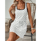 Polka Dot Print Sleeveless Mini Dress with Relaxed Everyday Silhouette