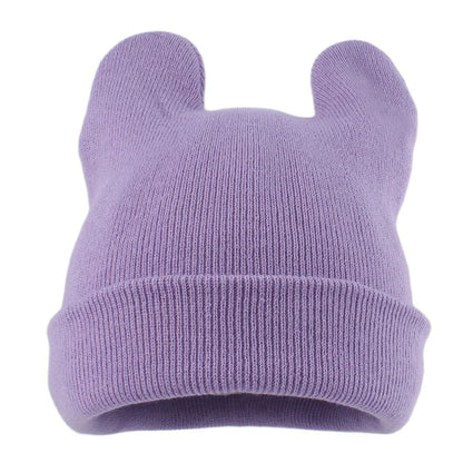 Cute Cat Ear Acrylic Knit Beanie for Playful Streetwear Casual Winter Everyday Fashion Style