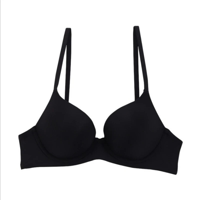 Seamless Smooth Molded Cup Bra with Adjustable Straps and Plunging Neckline