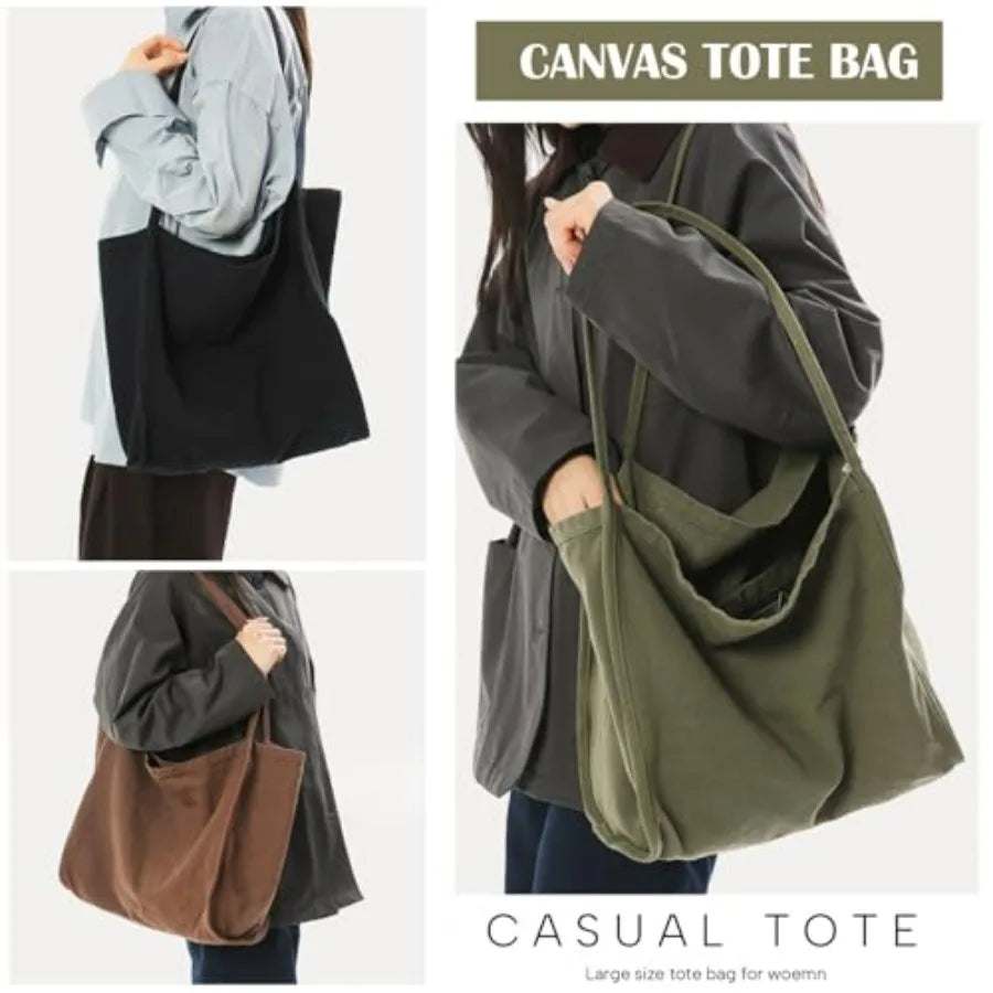 Large Slouchy Canvas Hobo Tote Bag with Relaxed Everyday Shoulder Design