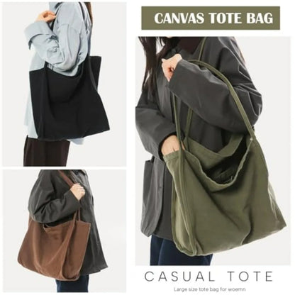 Large Slouchy Canvas Hobo Tote Bag with Relaxed Everyday Shoulder Design