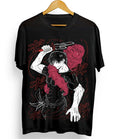 Goth Manga Streetwear Tee with Dark Illustrated Character Art Print