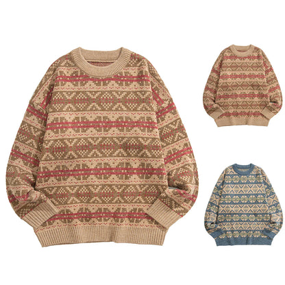 Men's Vintage Inspired Pattern Knit Relaxed Streetwear Sweater Pullover