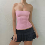 Strapless Corset Crop Top with Structured Fit Contemporary Streetwear Style