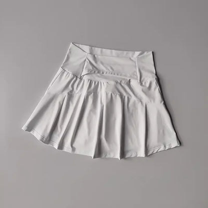 High Waist Performance Tennis Skort with Built-In Shorts and Pleats