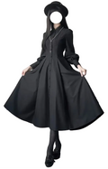 Victorian Gothic Hooded Dress with Layered Alternative Fashion Silhouette