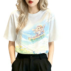 Sunset Adventure Anime Graphic Soft Cotton Kawaii Casual T-Shirt