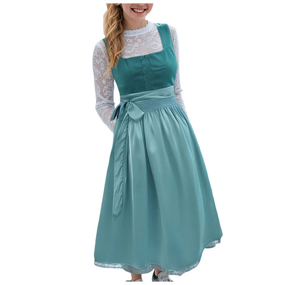 Vintage Inspired Lace Up Bodice Cottagecore Alternative Midi Dress