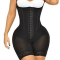 Premium Open-Bust Mid-Thigh Bodysuit with Hook Closure and Sheer Lace Paneling