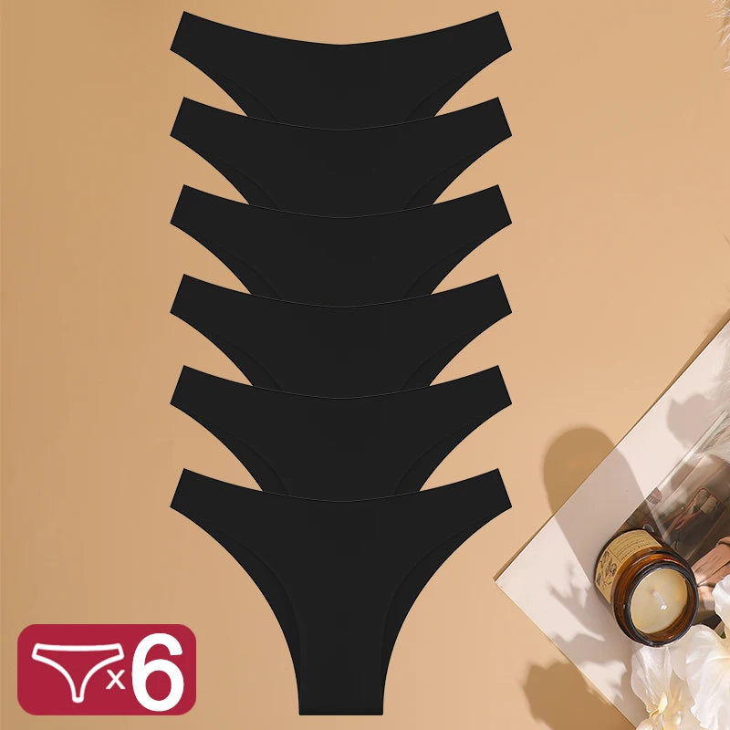 Six-Piece Seamless Low-Rise Brazilian Brief Set in Rich Solids