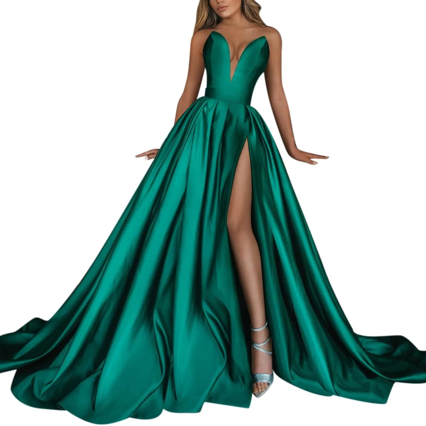 Dramatic High Slit Formal Alternative Fashion Ball Gown Dress