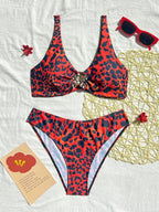 Leopard Print Bikini Set with Metallic Starfish Center Hardware