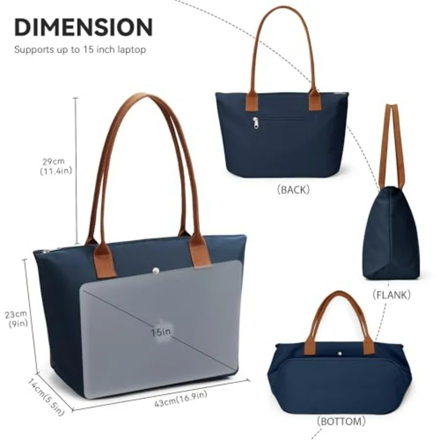 Minimal Large Capacity Tote Shoulder Bag with Zip Closure Design