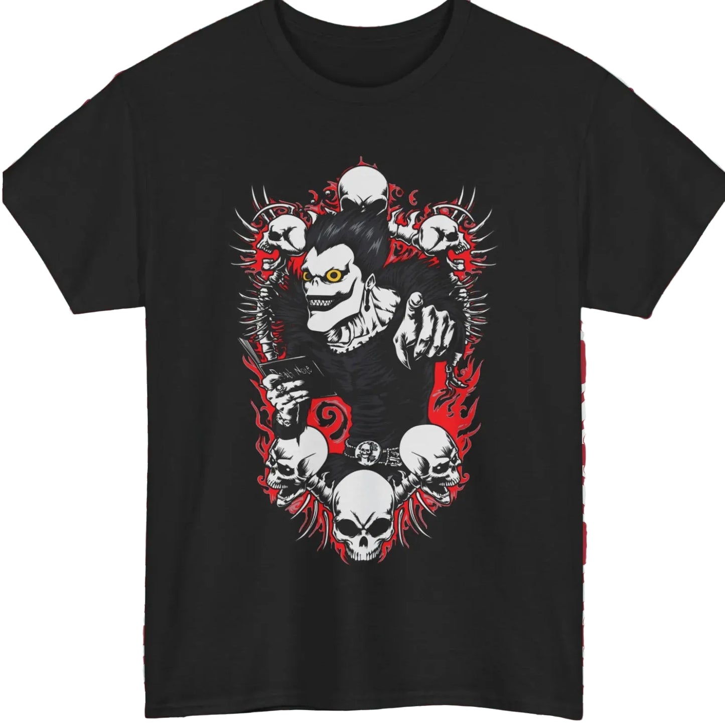 Anime Goth Oversized Graphic Tee with Dark Manga Skull Art Design