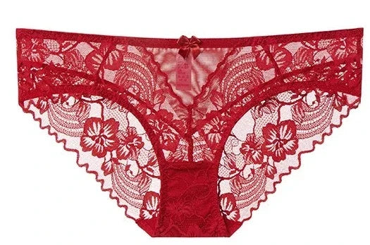 Ultra-Thin French Floral Lace Balconette Bra and Sheer Panty Set