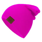 Minimalist Slouchy Acrylic Knit Beanie with Decorative Patch for Casual Streetwear Winter Fashion
