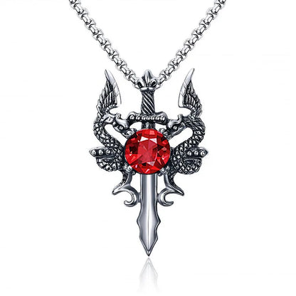 Dragon Sword Cross Pendant Necklace for Gothic Alternative Fashion