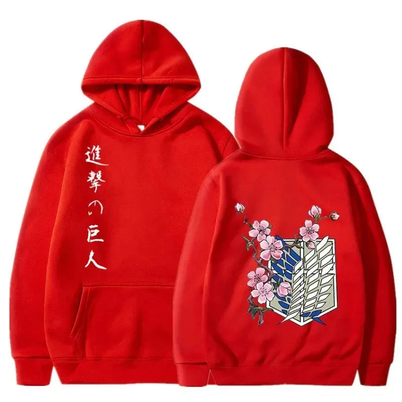 Anime Manga Hoodie With Minimalist Japanese Streetwear Floral Graphic Design
