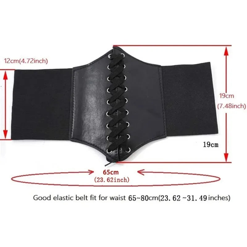 Faux Leather Lace-Up Waist Belt Corset with Wide Structured Design