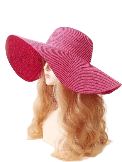 Women's Foldable Wide Brim Straw Sun Hat for Beach Vacation and Outdoor Summer Wear