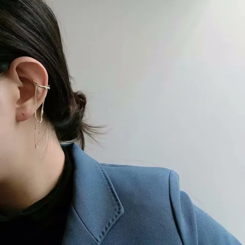 Chain Tassel Ear Cuff for Punk Gothic Alternative Fashion Looks