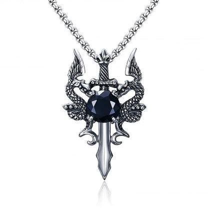 Dragon Sword Cross Pendant Necklace for Gothic Alternative Fashion