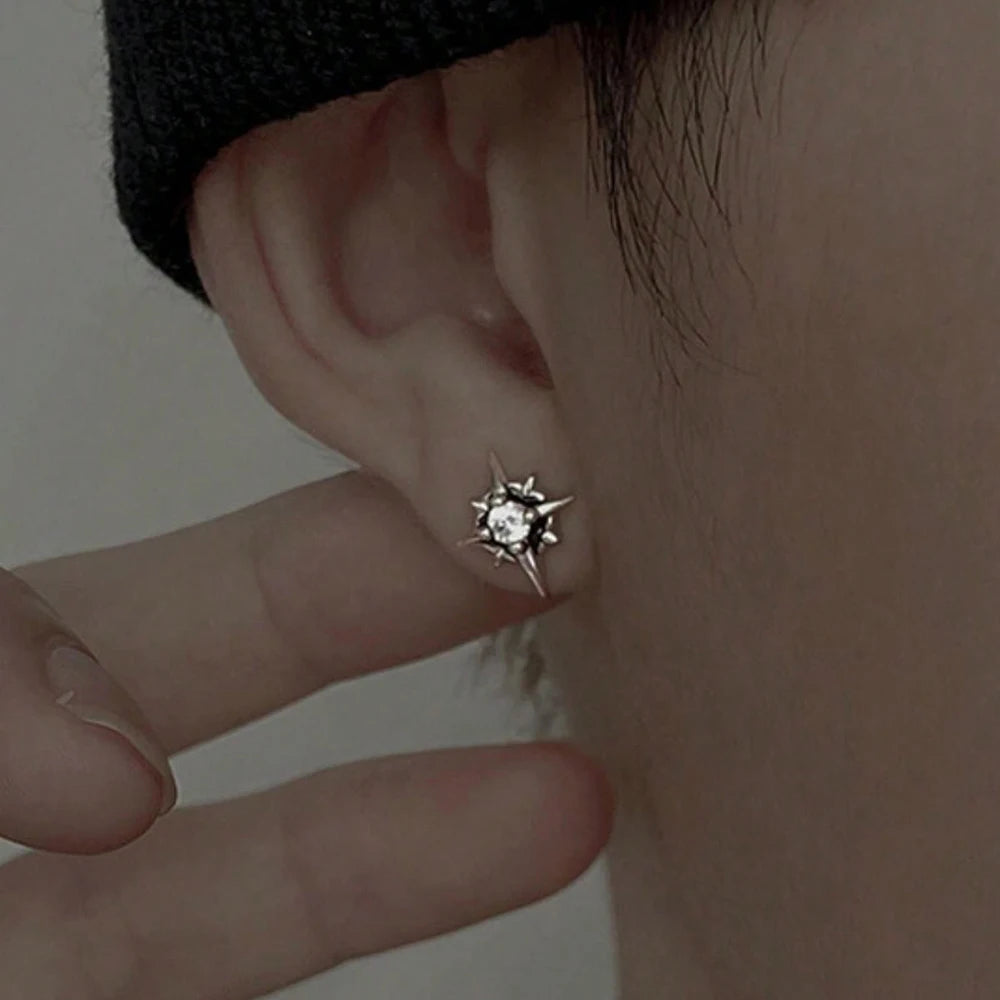 Celestial Star Stud Earrings With Alternative Gothic Statement Sparkle Design